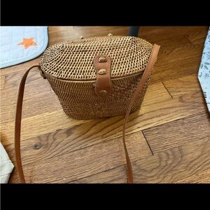 Brown Woven Crossbody Bag